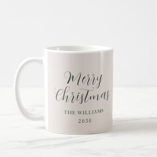 Moderne Script Typografie Frohe Weihnachten Rot Kaffeetasse (Links)