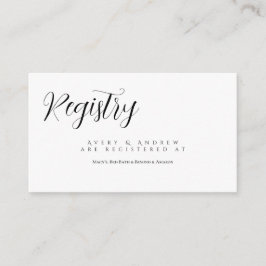 Moderne Script Typografy Bridal Registry Begleitkarte