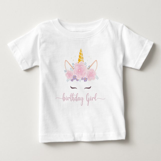 Moderne Script Unicon Birthday Girl Baby T-shirt (Vorderseite)