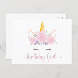 Moderne Script Unicon Birthday Girl Postkarte