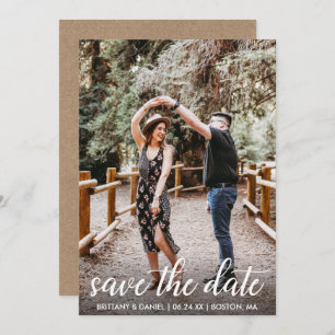 Moderne Script-Verlobung Kraft Save the Date Card Einladung