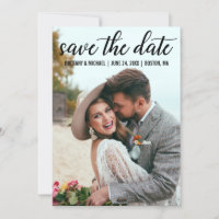 Moderne Script-Verlobung Save the Date Foto BT