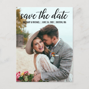Moderne Script-Verlobung Save the Date Foto BT Postkarte