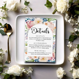 Moderne Script Watercolor Floral Wedding Details Begleitkarte