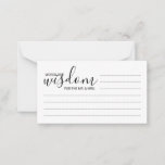 Moderne Script Wedding Advice and Wishings Card Hinweiskarte<br><div class="desc">Fügen Sie Ihrer Hochzeit eine persönliche Touch mit einem modernen Skript Hochzeitsratschlag und Wunschkarte hinzu. Diese Ratenkarte enthält den Titel 'Worte der Weisheit' mit Details in schwarzem Skript und sans serif Schriftart Stil auf weißem Hintergrund. Ideal für Hochzeiten,  Babydusche,  Geburtstagsparty,  Brautparty,  Junggeselinnen-Abschied und alle besondere Anlässe.</div>