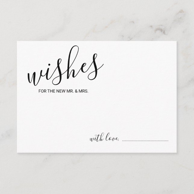 Moderne Script Wedding Advice and Wishings Card Hinweiskarte (Vorderseite)