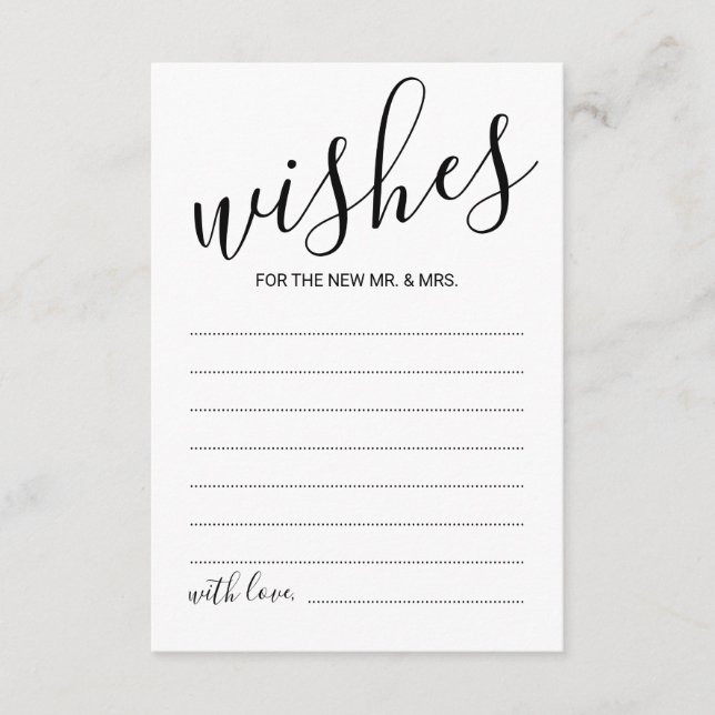 Moderne Script Wedding Advice and Wishings Card Hinweiskarte (Vorderseite)