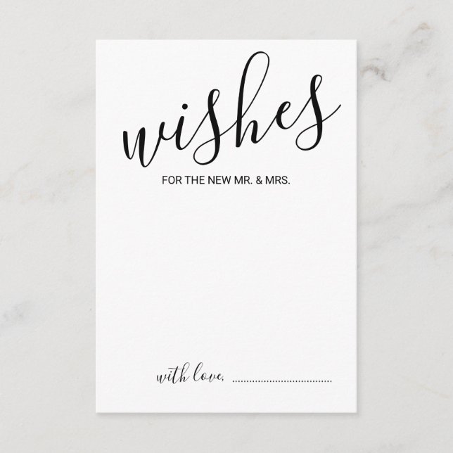 Moderne Script Wedding Advice and Wishings Card Hinweiskarte (Vorderseite)