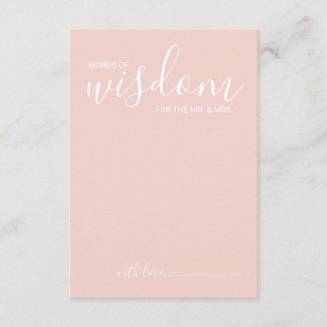 Moderne Script Wedding Advice and Wishings Card Hinweiskarte (Vorderseite)