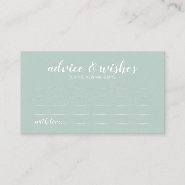 Moderne Script Wedding Advice and Wishings Card Hinweiskarte (Vorderseite)