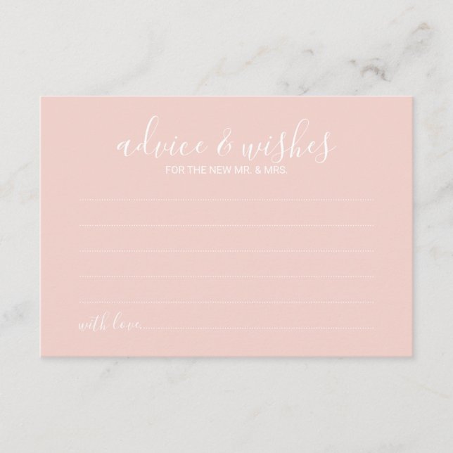 Moderne Script Wedding Advice and Wishings Card Hinweiskarte (Vorderseite)