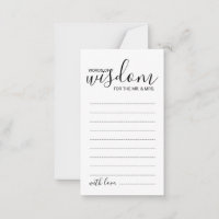 Moderne Script Wedding Advice and Wishings Card