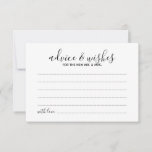 Moderne Script Wedding Advice and Wishings Card Hinweiskarte<br><div class="desc">Fügen Sie Ihrer Hochzeit eine persönliche Touch mit einem modernen Hochzeitsratgeber und Wunschausweis hinzu. Diese Ratgeber-Karte zeigt Titel im modernen,  schwarz-kalligraphischen Schriftart-Stil und Details in schwarz-modernen Sans Serif Schriftart Stil auf weißem Hintergrund. Ideal für Hochzeiten,  Babydusche,  Geburtstagsparty,  Brautparty,  Junggeselinnen-Abschied und alle besondere Anlässe.</div>