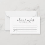 Moderne Script Wedding Advice and Wishings Card Hinweiskarte<br><div class="desc">Fügen Sie Ihrer Hochzeit eine persönliche Touch mit einem modernen Hochzeitsratgeber und Wunschausweis hinzu. Diese Ratgeber-Karte zeigt Titel im modernen,  schwarz-kalligraphischen Schriftart-Stil und Details in schwarz-modernen Sans Serif Schriftart Stil auf weißem Hintergrund. Ideal für Hochzeiten,  Babydusche,  Geburtstagsparty,  Brautparty,  Junggeselinnen-Abschied und alle besondere Anlässe.</div>