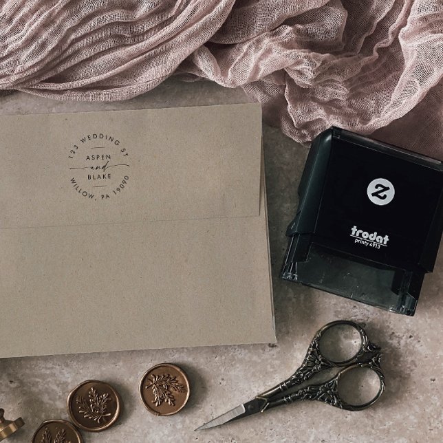 Moderne Script-Wedding-Circuit-Adresse Permastempel (Von Creator hochgeladen)