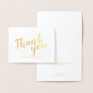 Moderne Script Wedding Danke Gold Folienkarte