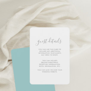 Moderne Script Wedding Guest Details Card in Blue Begleitkarte