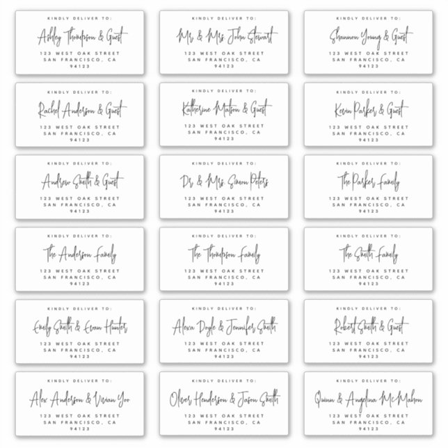 Moderne Script Wedding Holiday Mailing Labels (Vorderseite)