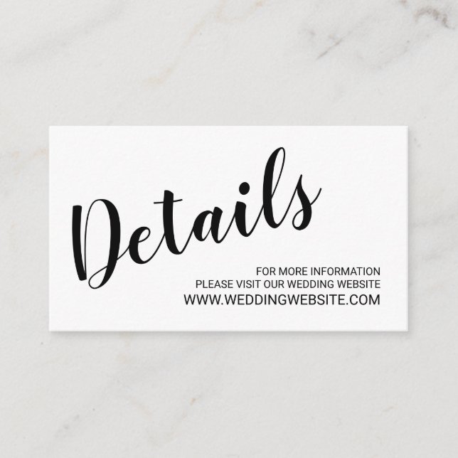 Moderne Script Wedding Website Card Begleitkarte (Vorderseite)