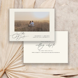 Moderne Script Wedding Website Ivory Foto Save The Date