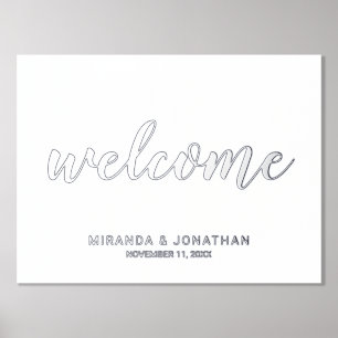 Moderne Script Wedding Welcome Silver Foliendrucke