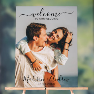 Moderne Script Wedding Willkommen Acrylschild