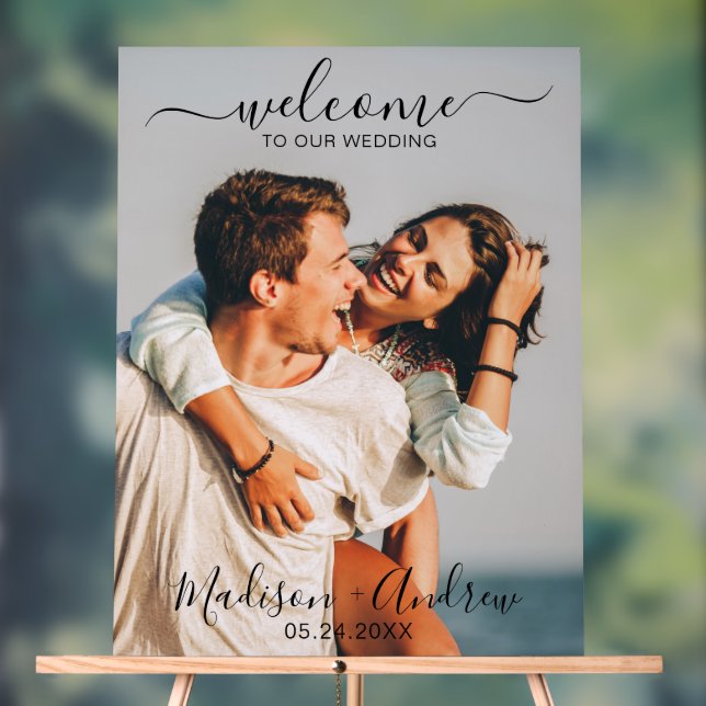 Moderne Script Wedding Willkommen Acrylschild (Neutral)