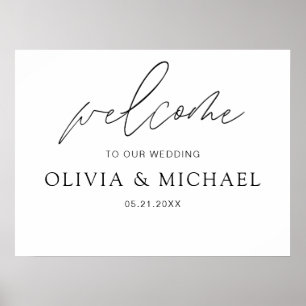 Moderne Script Wedding Willkommen Elegante Foam Bo Poster