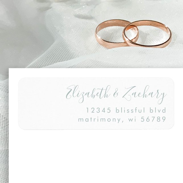 Moderne Sea Glass Script Hochzeitsschrift Rücksend (Von Creator hochgeladen)