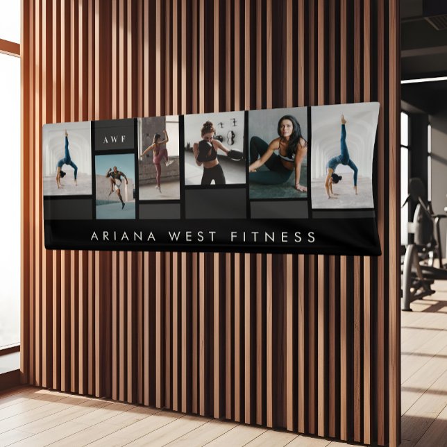 Moderne Sechs-Foto-Collage-Personal-Trainer-Fitnes Banner (Modern Six Photo Collage Personal Trainer Fitness Banner)