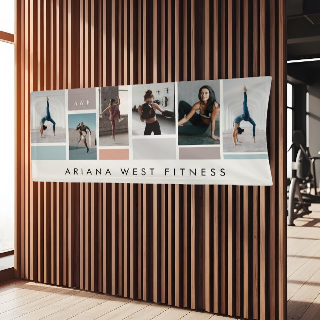 Moderne Sechs-Foto-Collage-Personal-Trainer-Fitnes Banner (Modern Six Photo Collage Personal Trainer Fitness Banner)