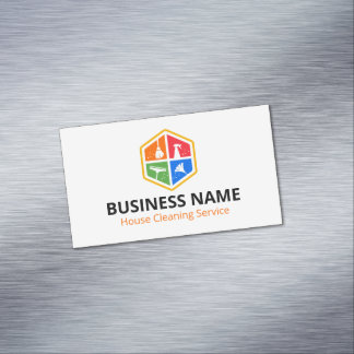 Moderne sechseckige Farb-Logo-Hausreinigung Magnetische Visitenkarte