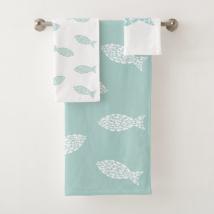 Moderne Seefischmuster Badhandtuch Set