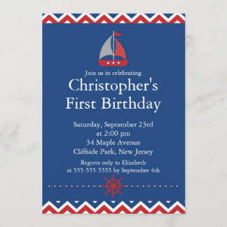 Moderne Seesegelboot-Geburtstags-Party Einladung