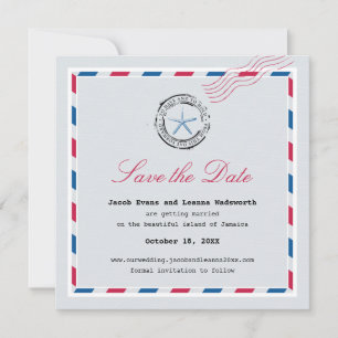 Moderne Seesterne Luftpost Save-the-Date-Karte Einladung