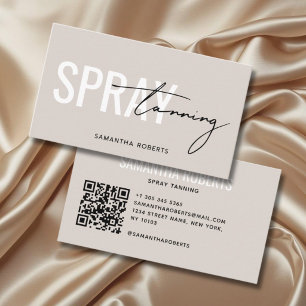 Moderne Selbstbräunungs-QR-Code beige Visitenkarte