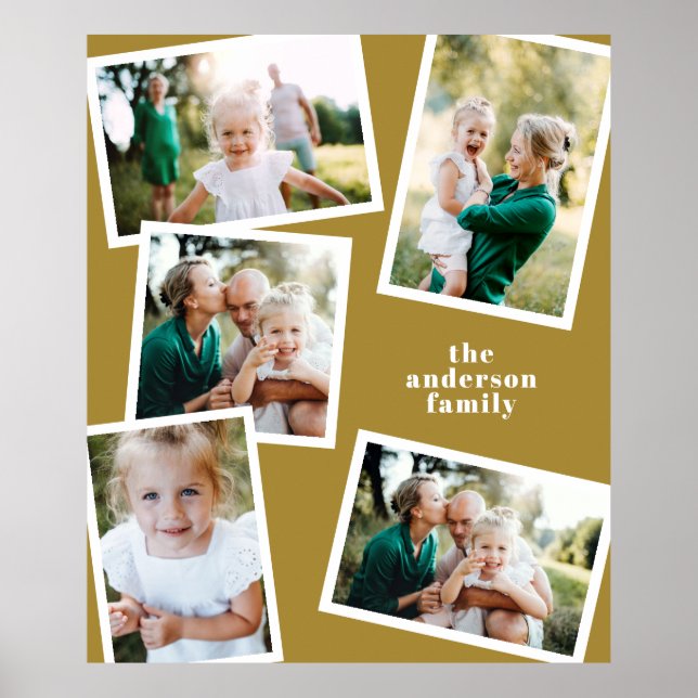 Moderne Senf-Multi-Foto-Wohngestaltung Poster (Vorne)