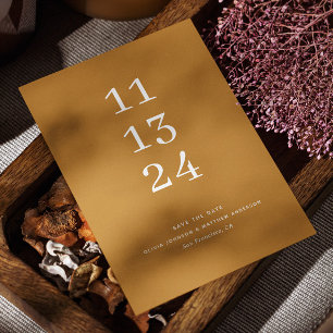 Moderne Senfgelb minimalistische Hochzeit Save The Date