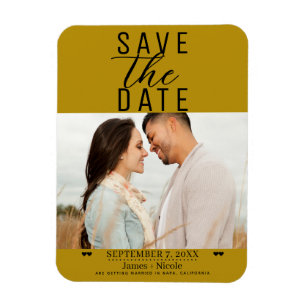 Moderne Senfgold Hochzeitstag Foto Magnet