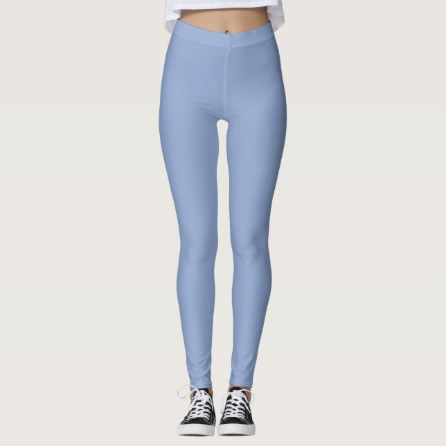 Moderne Serenity Blau Schlicht Solid Color Leggings (Vorderseite)