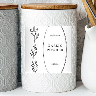 Moderne Serif Minimal Gewürzregal Glas Etikett