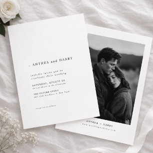 Moderne Serif-Typografie Schwarz-Weiß-Hochzeit Einladung