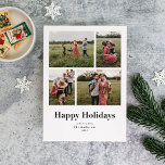Moderne Seriöse, mehrere Fotos glückliche Ferien Feiertagskarte<br><div class="desc">Diese gepflegte und moderne Multi-Foto-Urlaubskarte legt den Fokus auf Ihre Fotos. Es enthält Leerzeichen für vier verschiedene Fotos über einen fett formatierten Serifentext mit dem Text "Happy Holidays".</div>