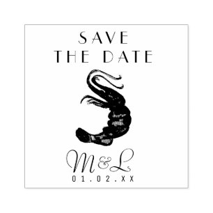 Moderne Shrimp Ocean Save the Date Design Briefmar Gummistempel