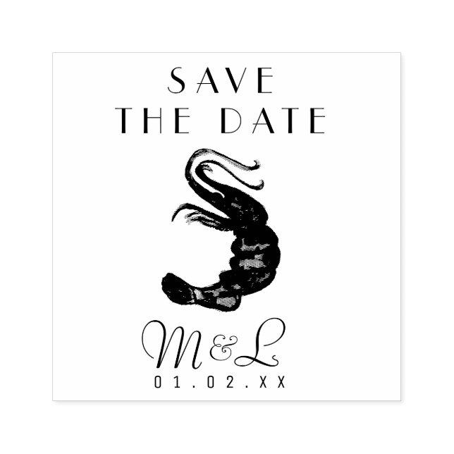 Moderne Shrimp Ocean Save the Date Design Briefmar Gummistempel (Prägung)