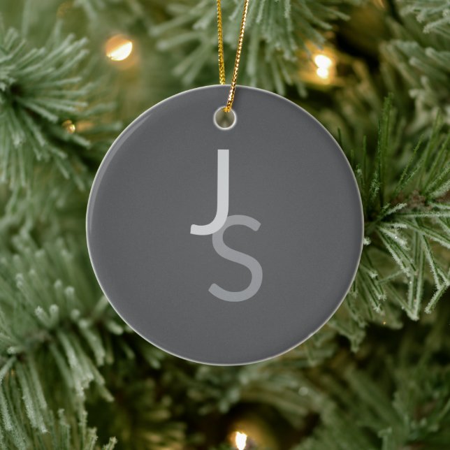 Moderne, sich überschneidende Mit Monogramm Initia Keramik Ornament (Baum)