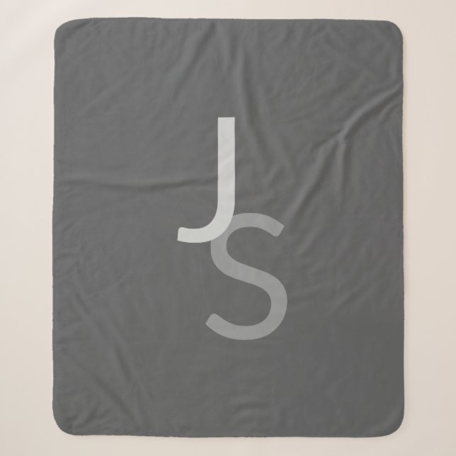 Moderne, sich überschneidende Mit Monogramm Initia Sherpadecke (Vorderseite)