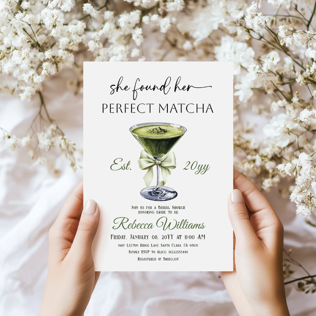Moderne Sie fand ihr perfektes Matcha-Brautabschie Einladung (Von Creator hochgeladen)