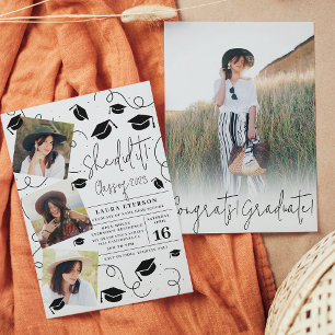 Moderne Sie machte es mit schwarzweißem Foto Absch Einladung