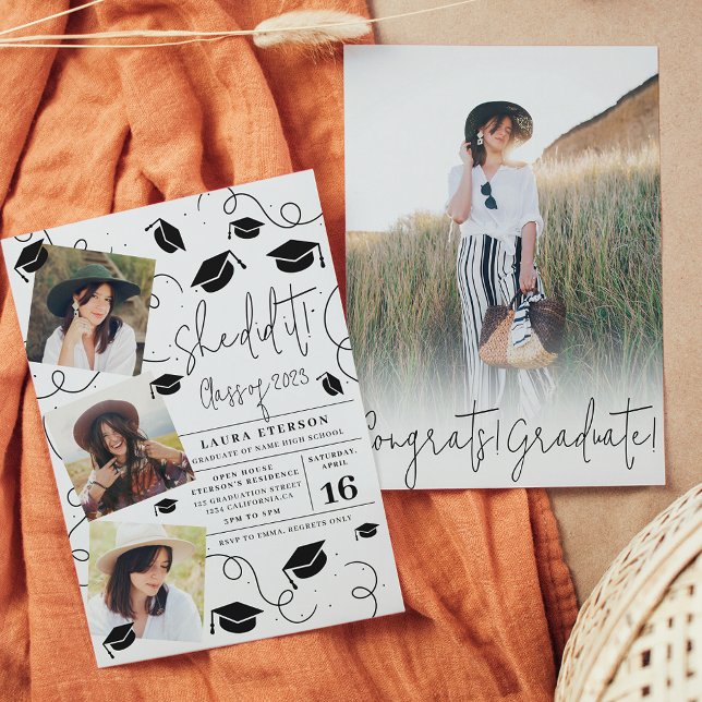 Moderne Sie machte es mit schwarzweißem Foto Absch Einladung (Von Creator hochgeladen)